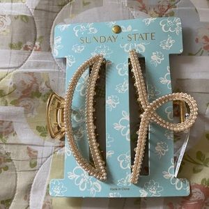 New! Rhinestone claw clip - Rhinestone, pearls and gold tone metal